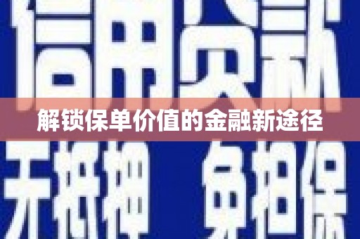 嵩县解锁保单价值的金融新途径