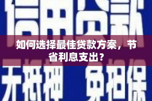 嵩县如何选择最佳贷款方案，节省利息支出？
