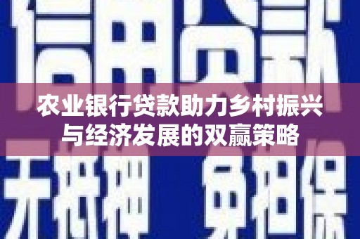 嵩县农业银行贷款助力乡村振兴与经济发展的双赢策略