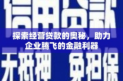 嵩县探索经营贷款的奥秘，助力企业腾飞的金融利器