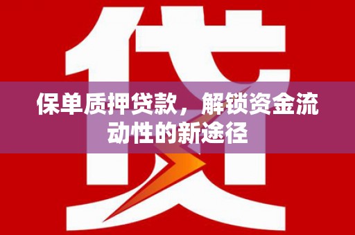 嵩县保单质押贷款，解锁资金流动性的新途径