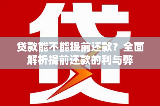 嵩县贷款能不能提前还款？全面解析提前还款的利与弊