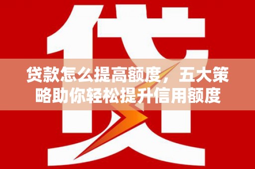 嵩县贷款怎么提高额度，五大策略助你轻松提升信用额度
