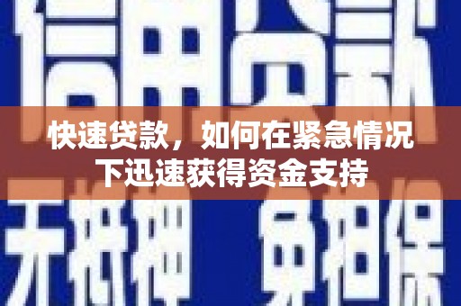 嵩县快速贷款，如何在紧急情况下迅速获得资金支持