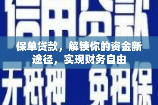 嵩县保单贷款，解锁你的资金新途径，实现财务自由