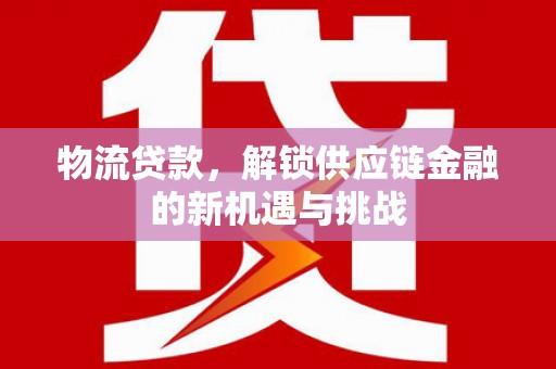 嵩县物流贷款，解锁供应链金融的新机遇与挑战