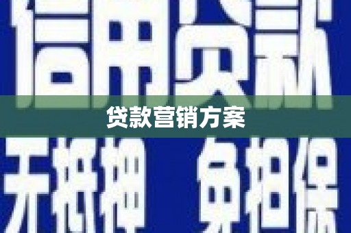 嵩县贷款营销方案